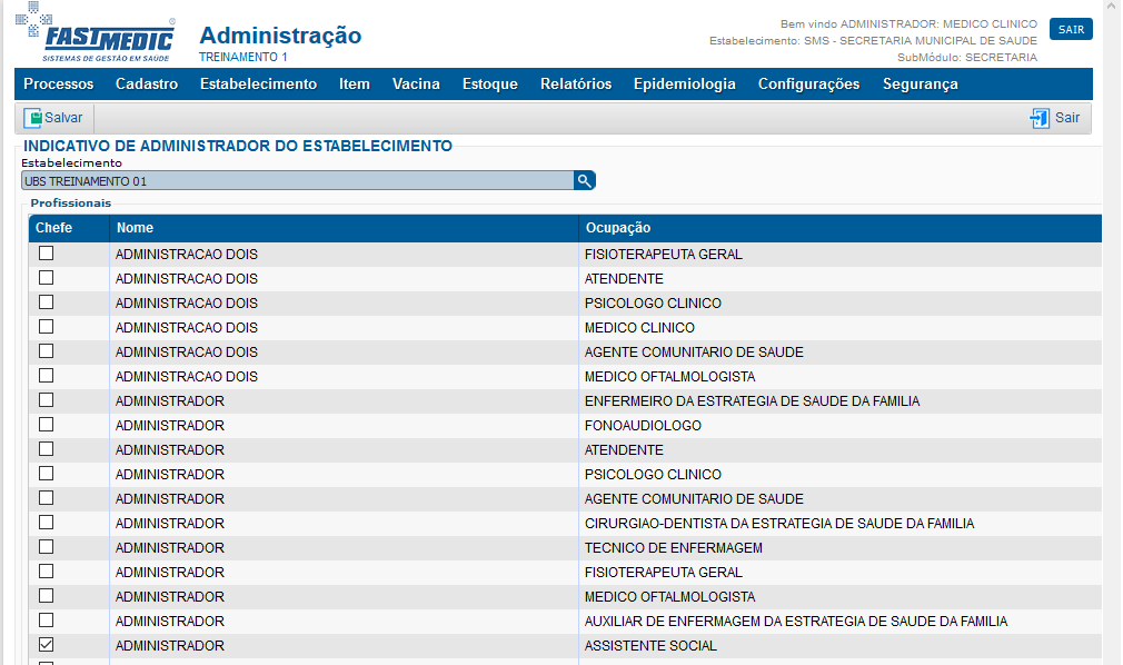 Administrador Estabelecimento